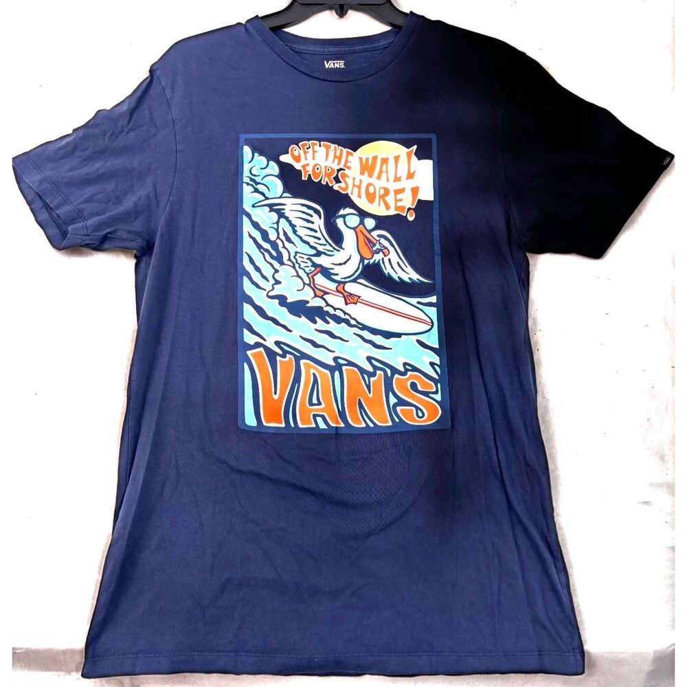 Vans Men’s Medium Blue Graphic T-Shirt “Off the Wall Forever For Shore” Surf